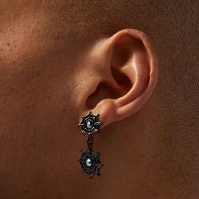 Black Double Spider Web Drop Earrings,