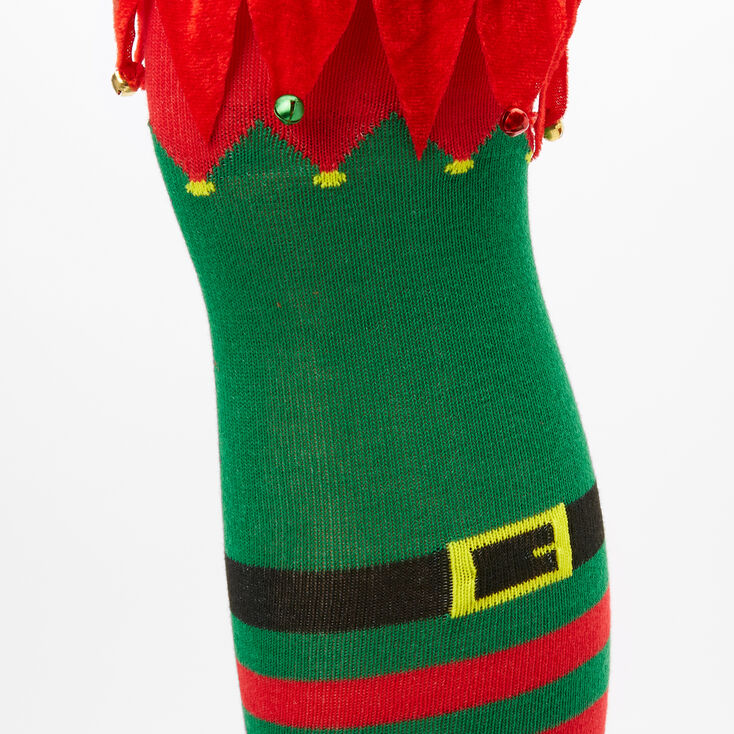 Chaussettes montantes &agrave; rayures motif lutin - Vert,