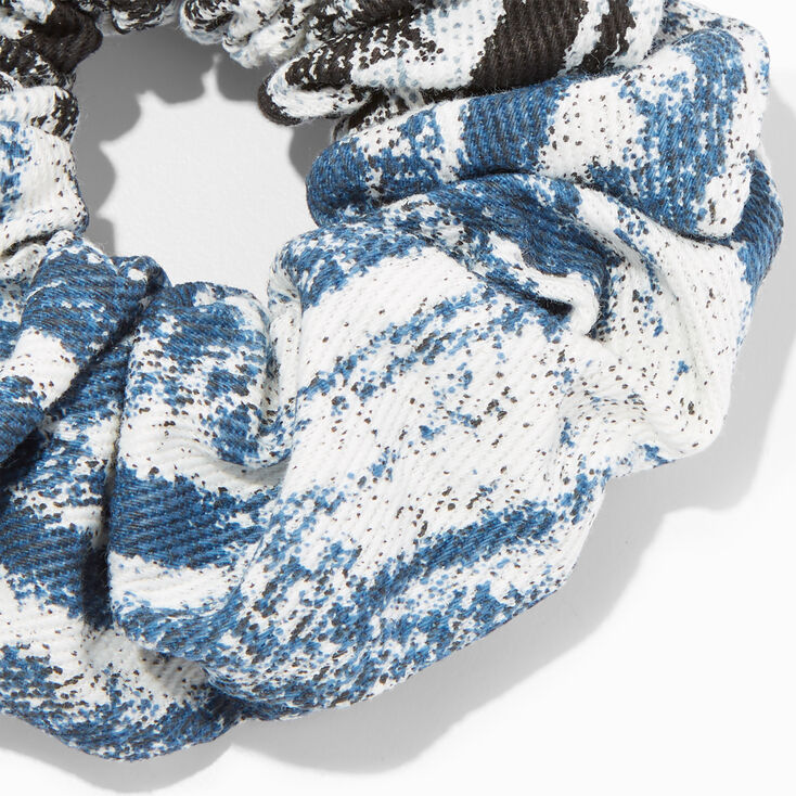 Medium Black &amp; Blue Stripe Chambray Hair Scrunchie,