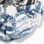 Medium Black &amp; Blue Stripe Chambray Hair Scrunchie,