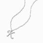 Silver-tone Large Script Initial Pendant Necklace - K,