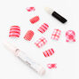 Red &amp; Pink Plaid Square Vegan Faux Nail Set - 24 Pack,