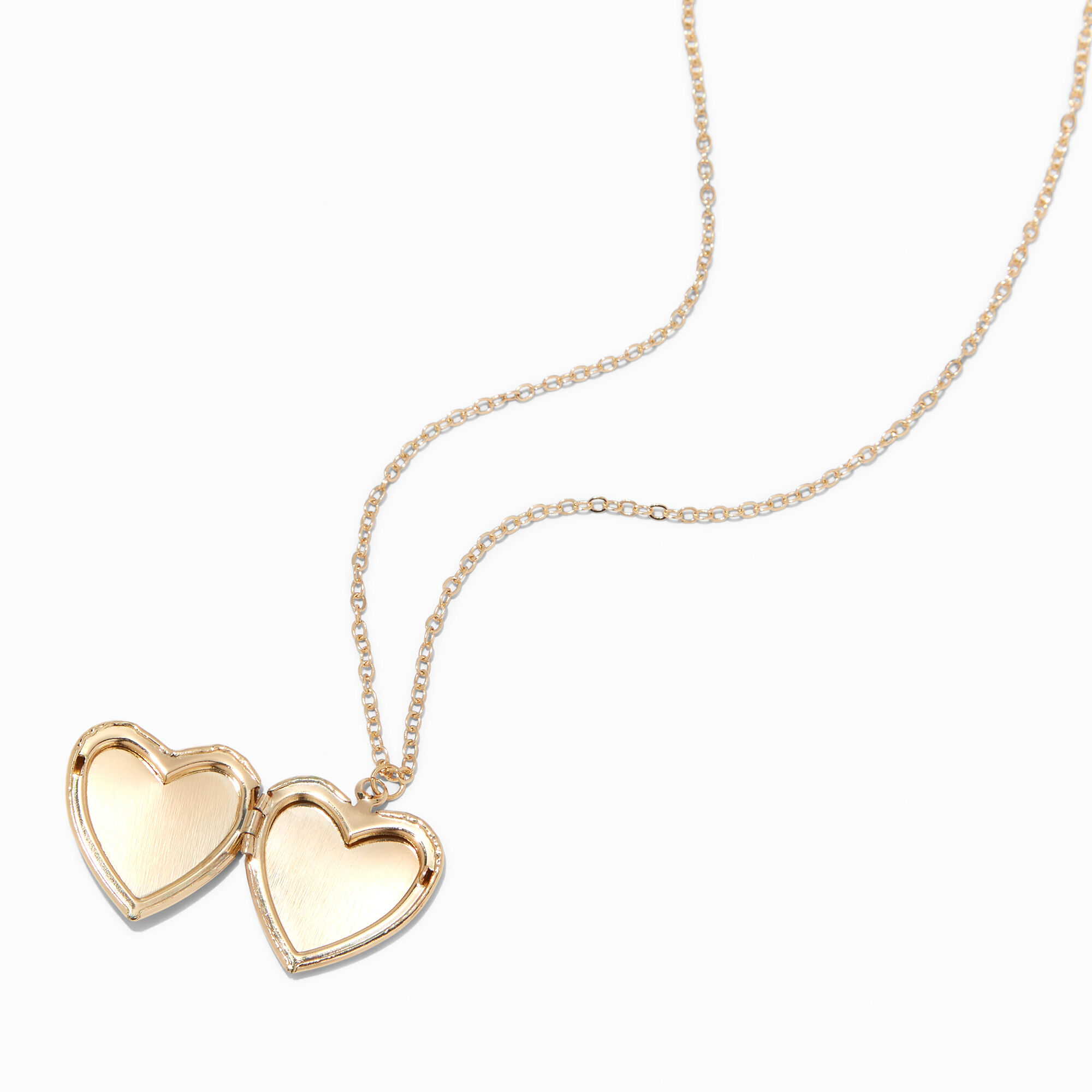 Gold Glitter Heart Locket Pendant Necklace,