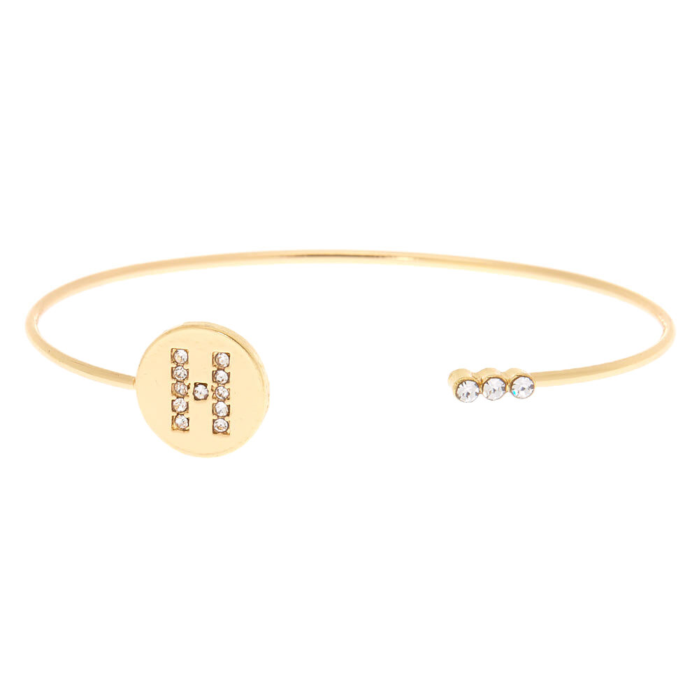 Gold Initial Cuff Bracelet - H | Claire's