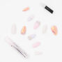Luxe Opalescent Gem &amp; Marble Stiletto Faux Nail Set - White, 24 Pack,