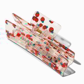 Clear Strawberry Large Rectangular Hair Claw,