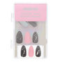 Faux ongles stiletto noirs et roses effet marbr&eacute;,
