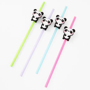 Pailles r&eacute;utilisables panda pastel &#40;lot de 4&#41;,