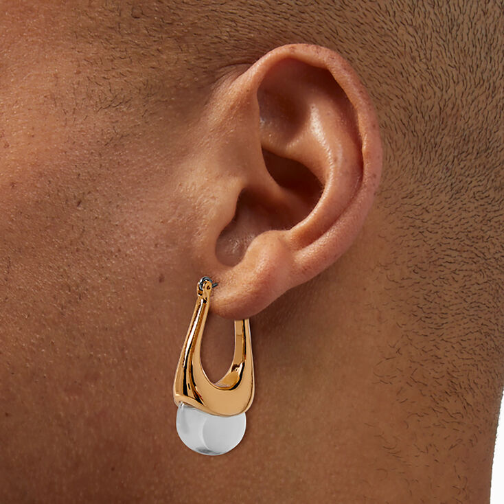 Gold-tone Clear Lucite Oblong Hoop Earrings,