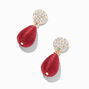 Ruby Woven Teardrop Gold-tone Fireball 0.5&quot; Drop Earrings,