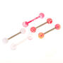 Pretty 14G Swirl Tongue Rings - Pink, 5 Pack,