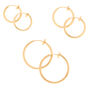 Gold Graduated Spring Clip Hoop Earrings - 3 Pack,