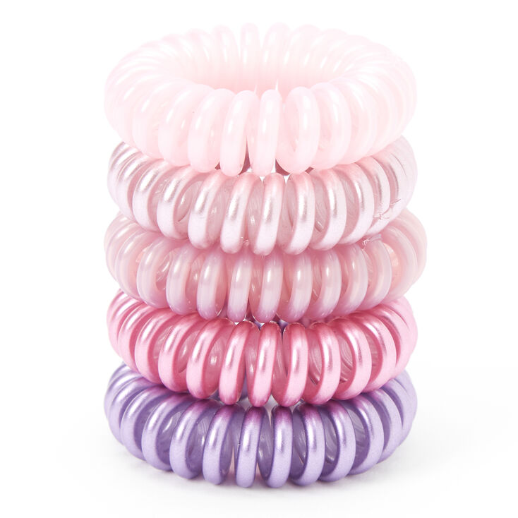 Claire's Élastiques spirale roses nacrés - Lot de 5