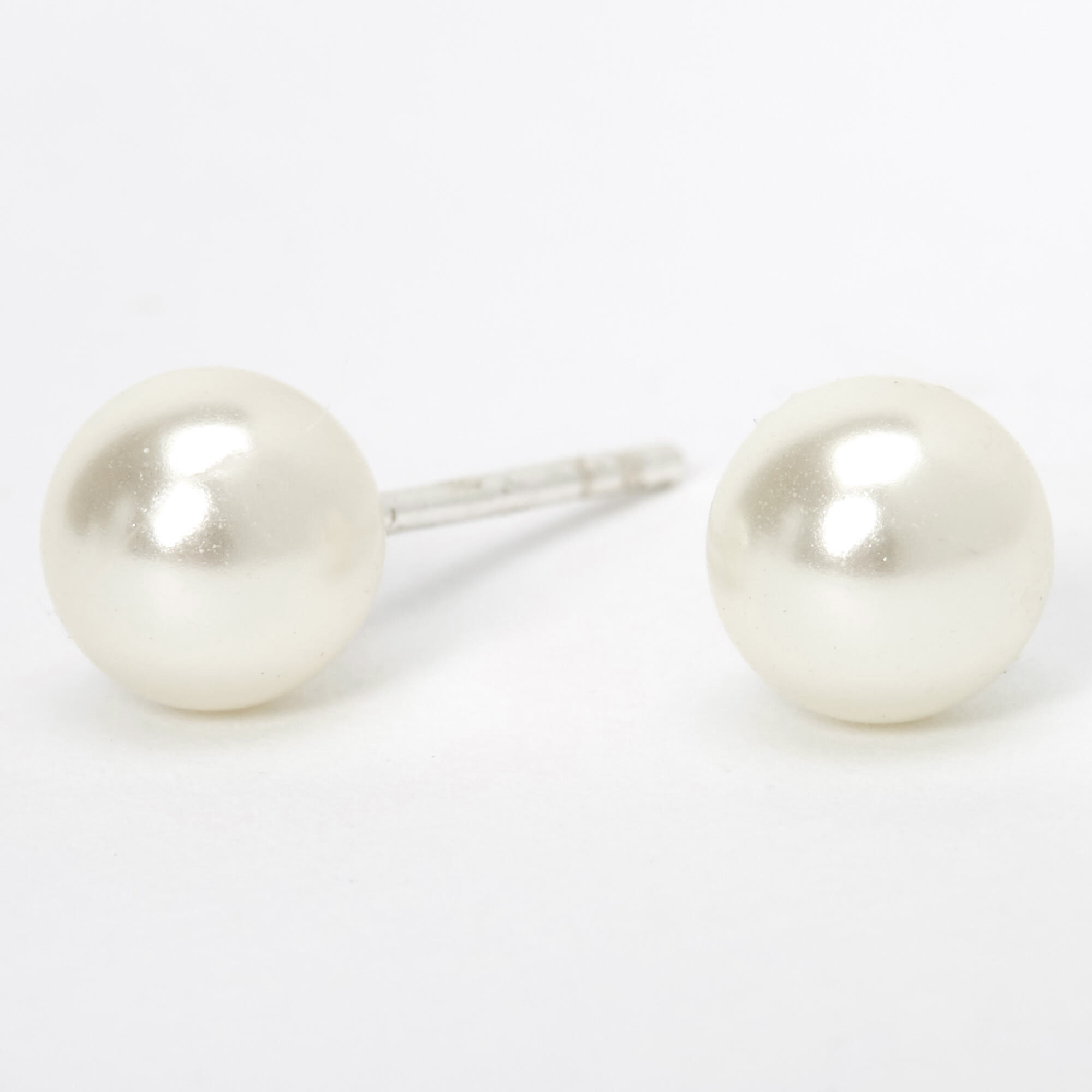 View Claires 6MM Pearl Stud Earrings Silver information