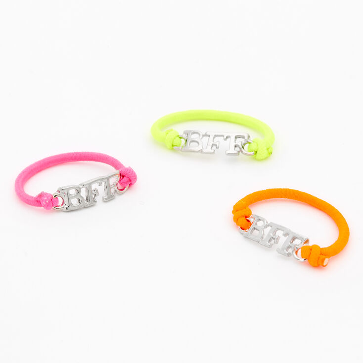 Silver Best Friends Neon Stretch Rings - 3 Pack,