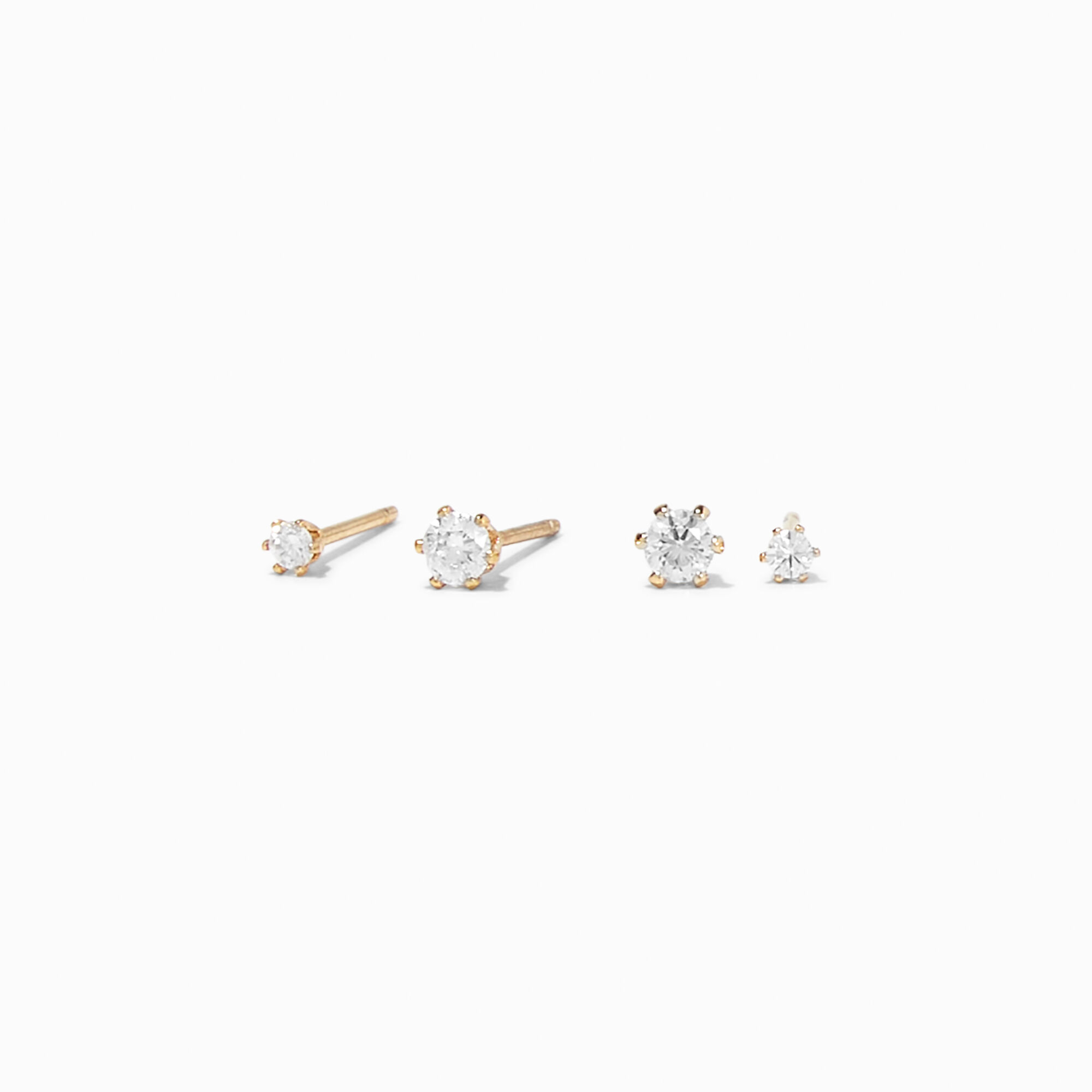18K Gold Plated Cubic Zirconia Stud Earring Set - 2 Pack,