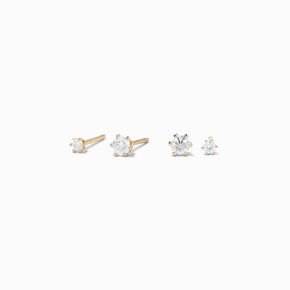 18K Gold Plated Cubic Zirconia Stud Earring Set - 2 Pack,