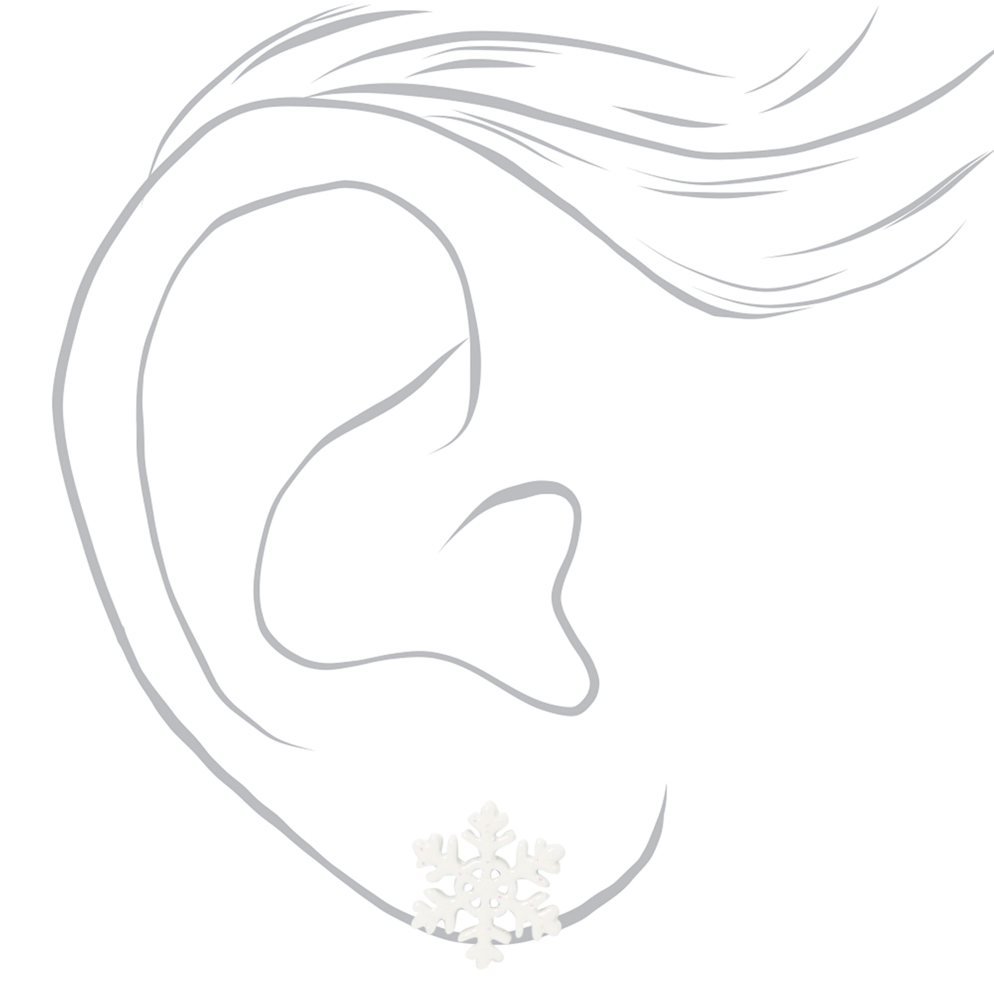 Winter Snowflake Stud Earrings - White,