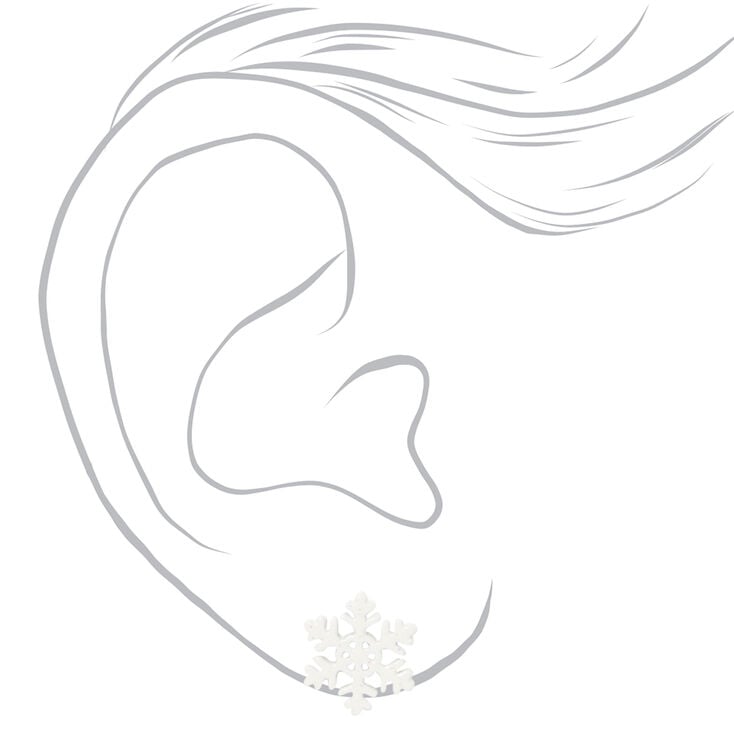 Winter Snowflake Stud Earrings - White,