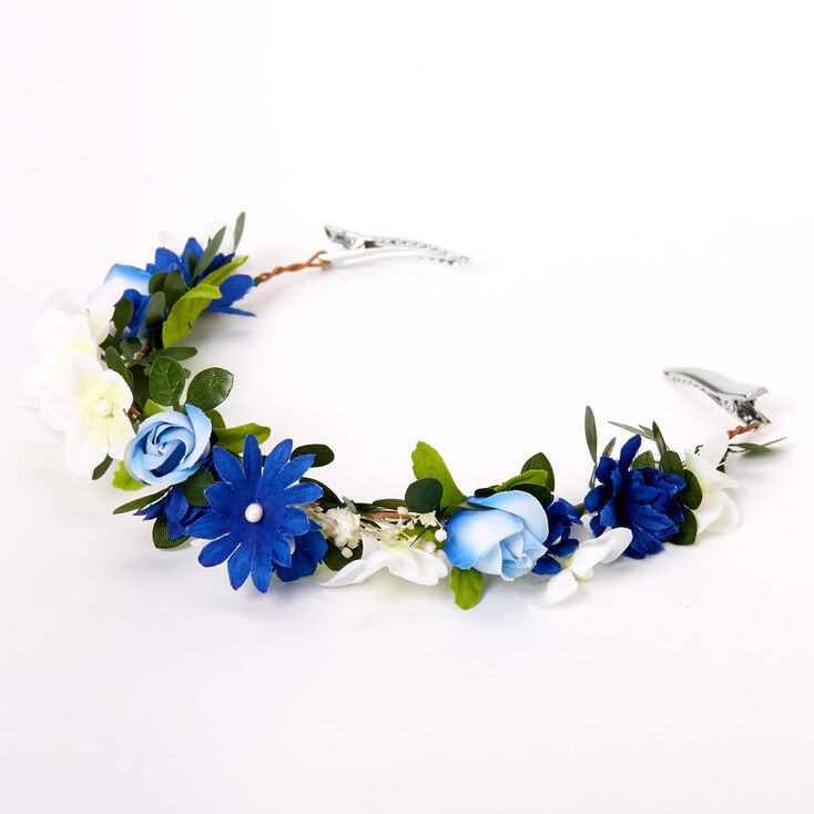 Navy &amp; Ivory Flower Hair Swag,