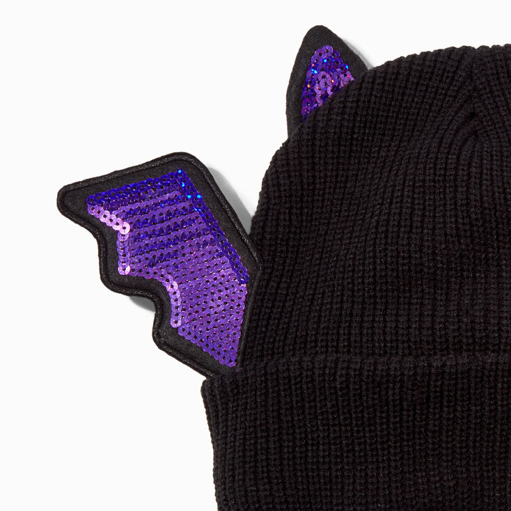 Bonnet noir chauve-souris &agrave; sequins,