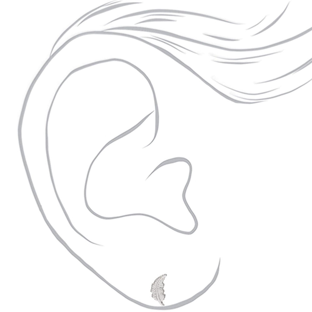 Clous d'oreilles feuille en argent,