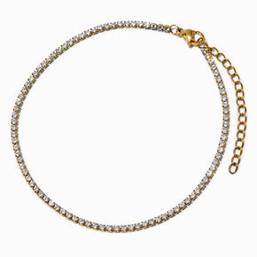 Gold-tone Cubic Zirconia Tennis Anklet,