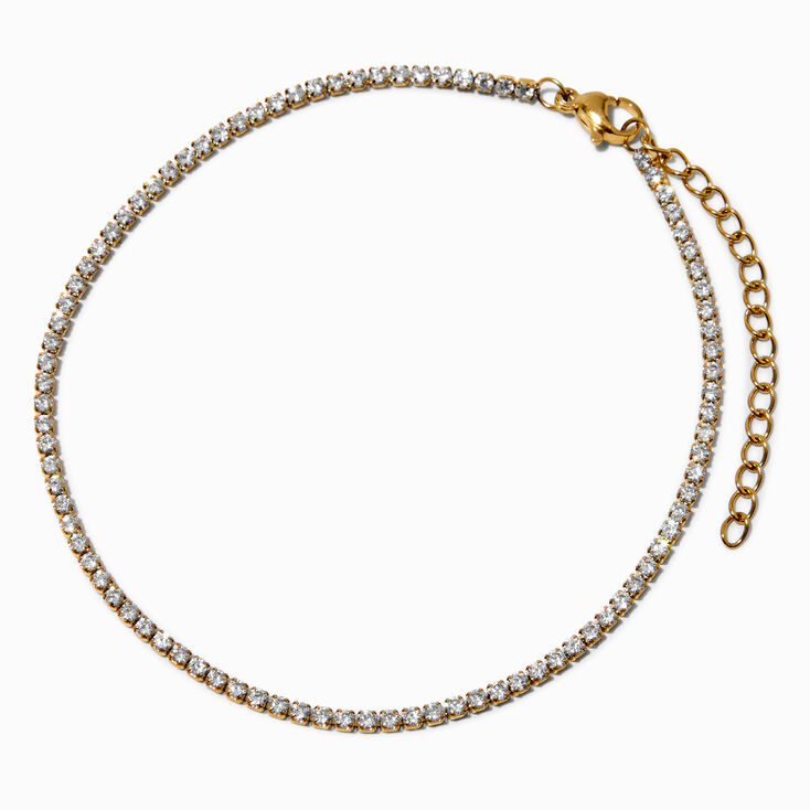 Bracelet de cheville tennis avec strass en zircon cubique d&#39;imitation couleur dor&eacute;e,