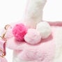 Pink &amp; White Colorblock Furry Crossbody Tote Bag,