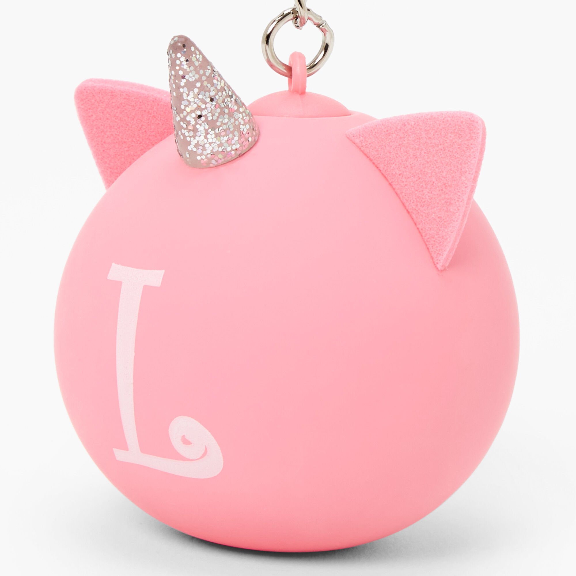 Initial Unicorn Stress Ball Keychain - Pink, L,