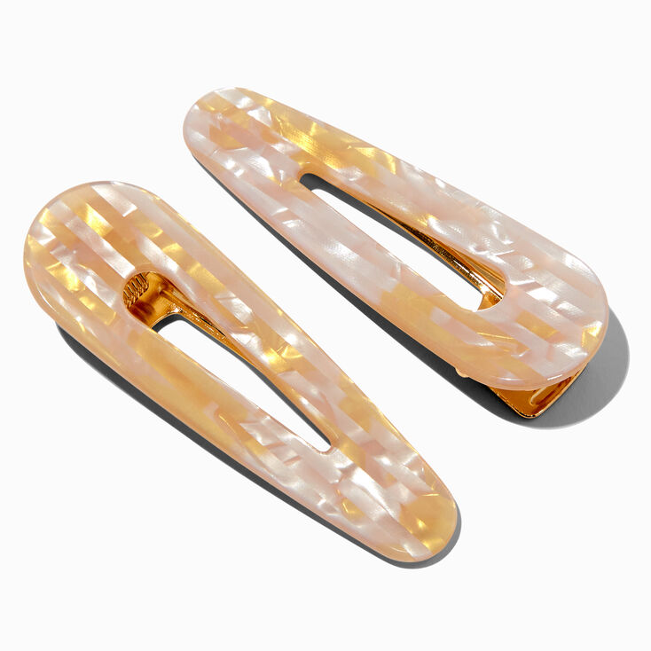 Ivory Acrylic Snap Hair Clips - 2 Pack,