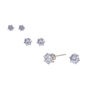 Silver-tone Cubic Zirconia 3mm, 4mm, &amp; 5mm Round Stud Earrings - 3 Pack,