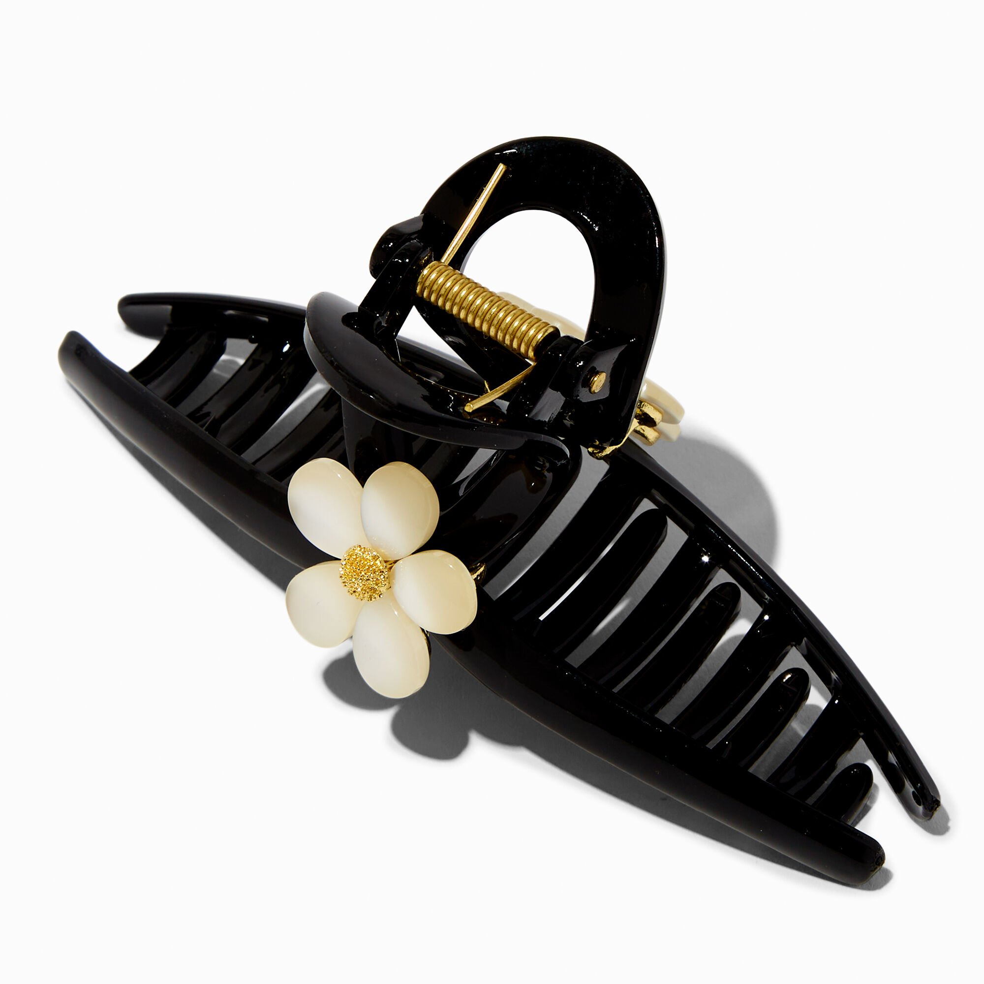White Flower Black Hair Claw,