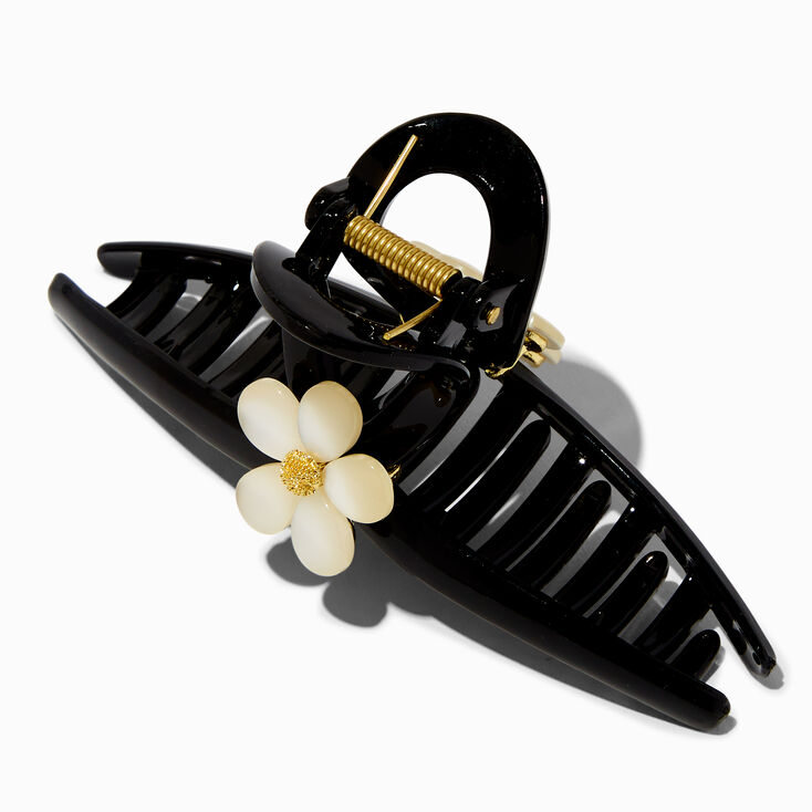 White Flower Black Hair Claw,