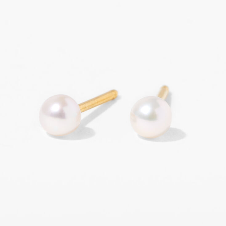 18ct Yellow Gold 3mm Pearl Studs Ear Piercing Kit with After Care Lotion,