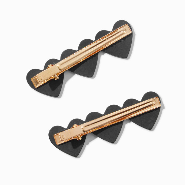 Cream &amp; Black Three Heart Hair Clips - 2 Pack,