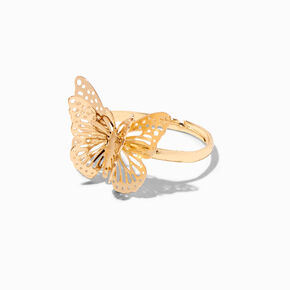 Bague papillon 3D couleur dor&eacute;e,