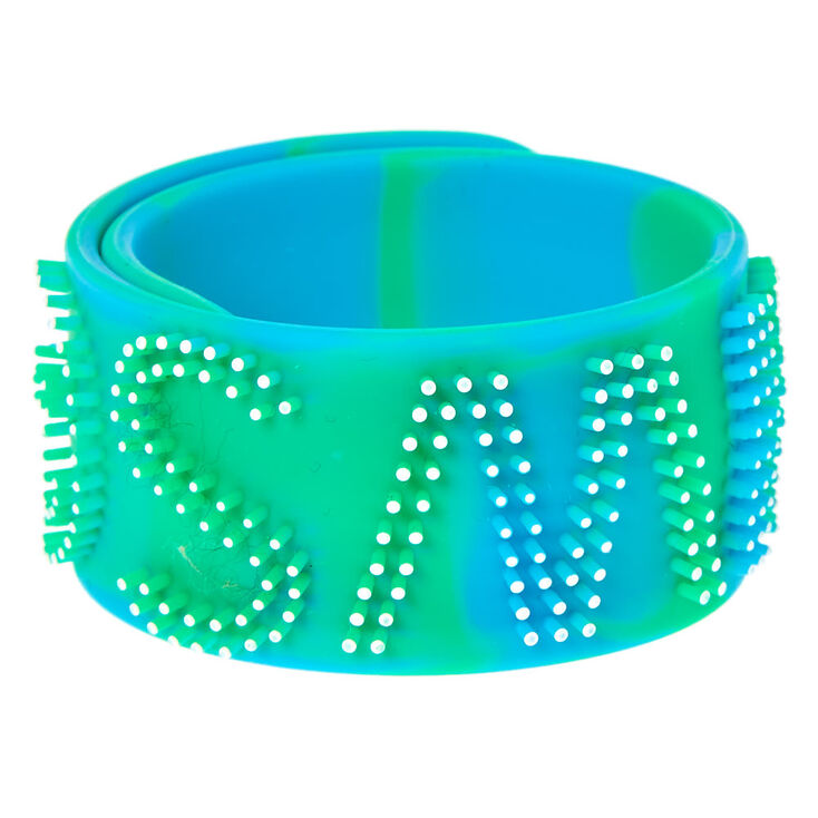 Blue &amp; Green Smile Slap Bracelet,