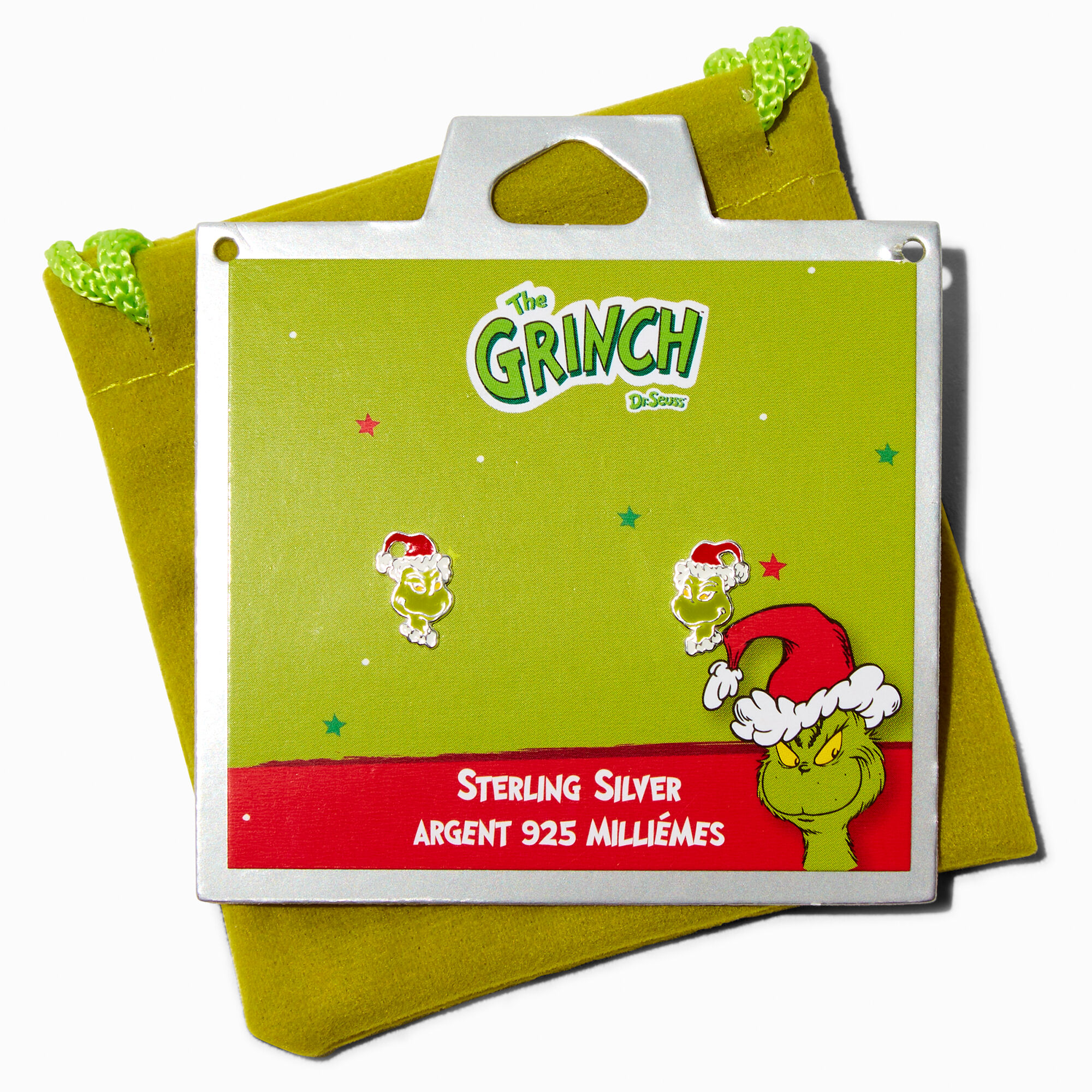 Dr. Seuss™ The Grinch Sterling Silver Stud Earrings,