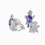 Silver Turtle Purple &amp; Blue Stone Clip-On Earrings,