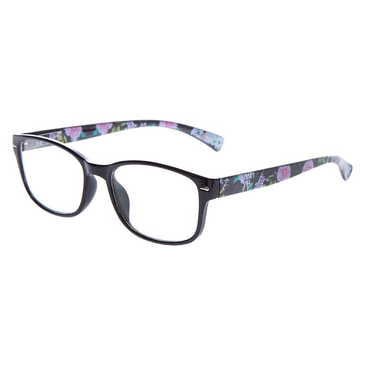 Claire's Lunettes rectangulaires noires à motif floral