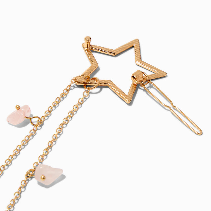 Gold Star Chain Dangle Hair Barrette,