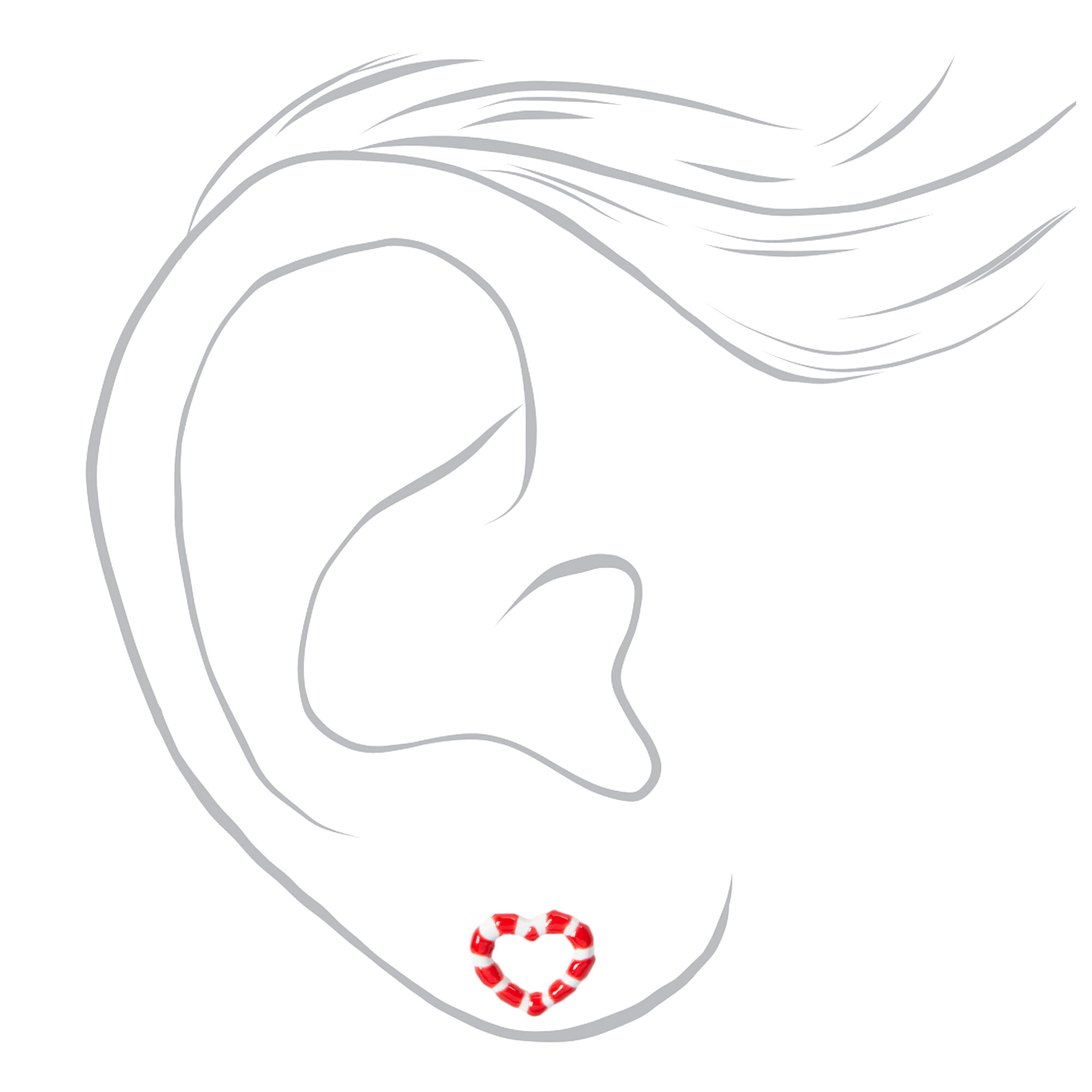 Sterling Silver Candy Cane Stud Earrings - 2 Pack,