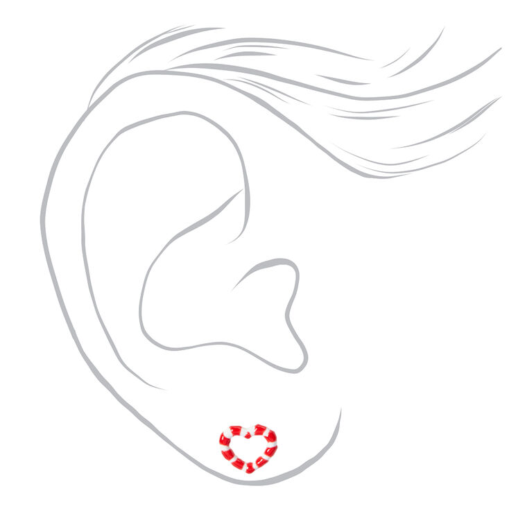 Sterling Silver Candy Cane Stud Earrings - 2 Pack,