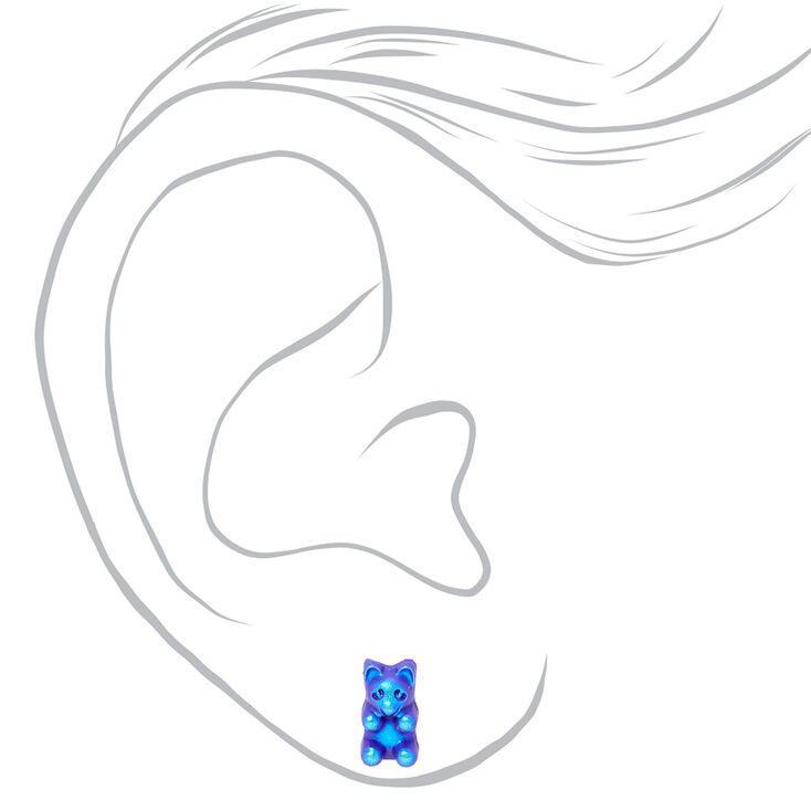 Holographic Gummy Bear Stud Earrings - 6 Pack,