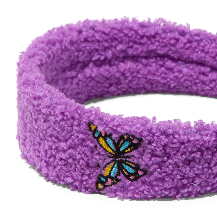 Purple Butterfly Sherpa Headband,
