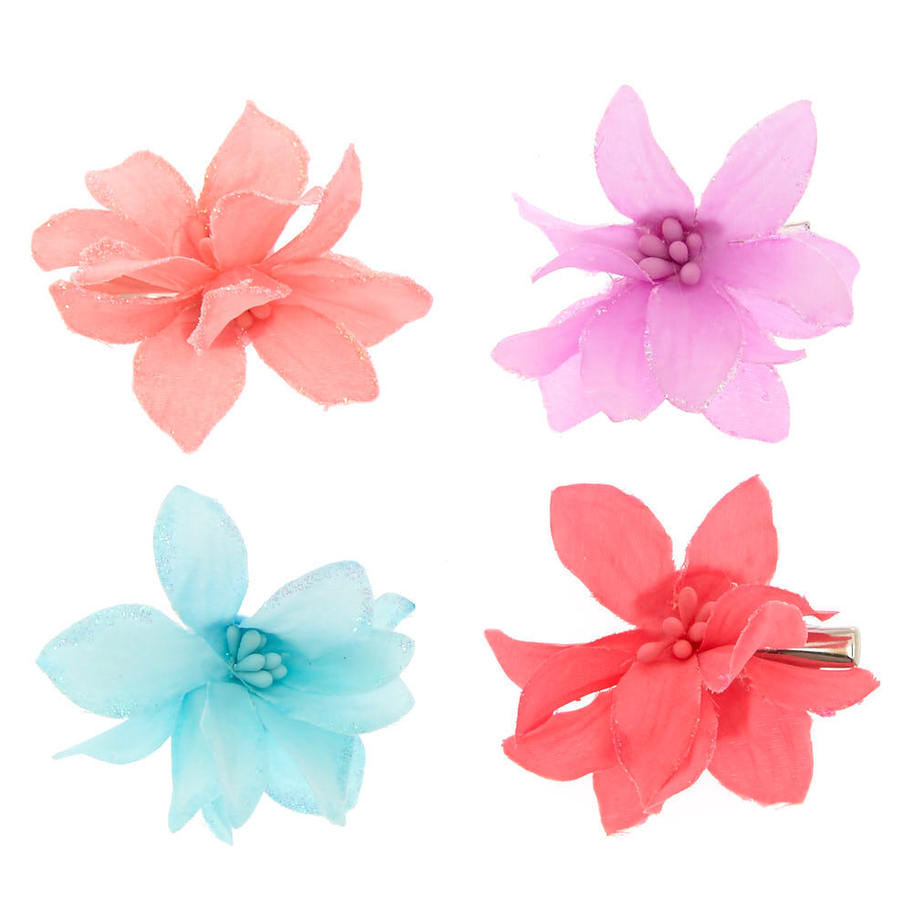 Claire's Club Flower Hair Clips - 4 Pack,