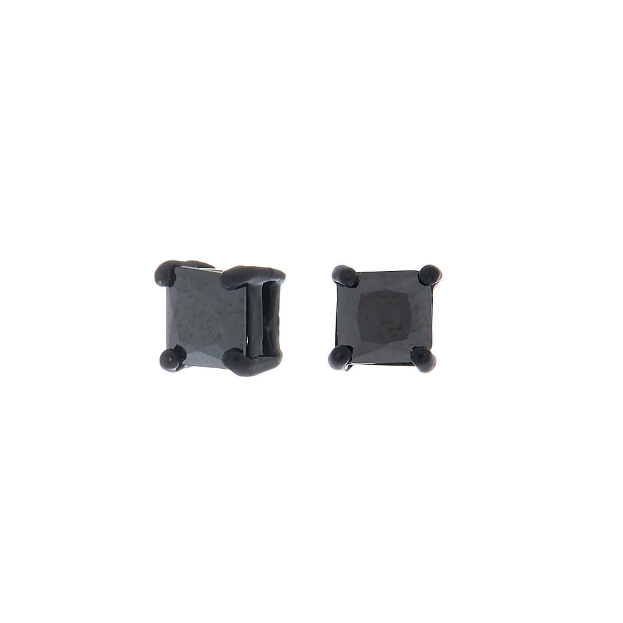 Black Cubic Zirconia 5mm Square Magnetic Stud Earrings Claire S