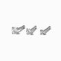 Silver-tone Graduated Cubic Zirconia 18G Nose Rings - 3 Pack,