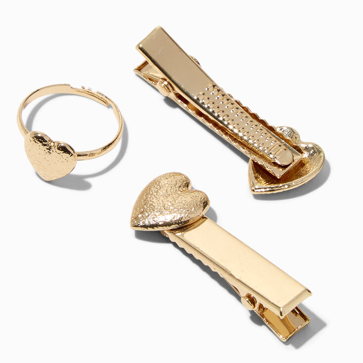 Claire&#39;s Club Gold Heart Pendant Jewelry Set - 4 Pack,